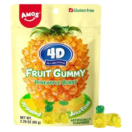 AMOS 4D Gummy Fruit Filled Candy okus Ananasa 65g